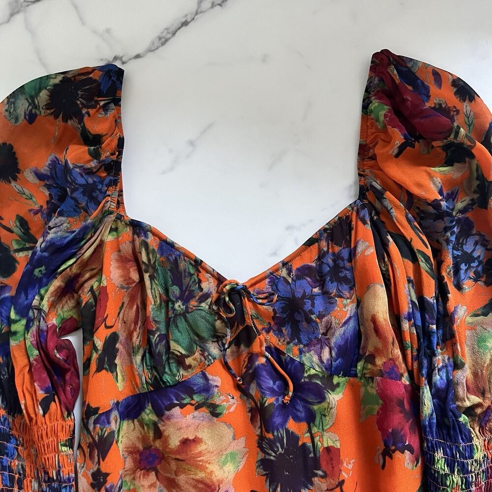 Rat & Boa Naomi Mini dress Orange floral Sz Small Coquette Core Boho Festival - Picture 6 of 11